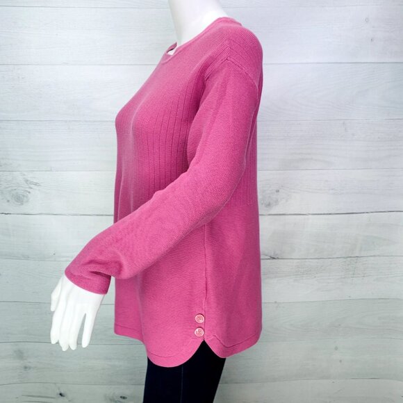 Talbots Womens Button Detail Sweater Mixed Stitch Pink Long Sleeve Size S - Picture 10 of 14